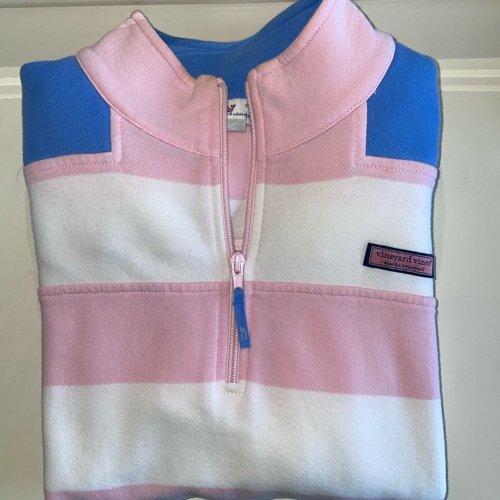 Pink & White striped Vineyard Vines shep shirt